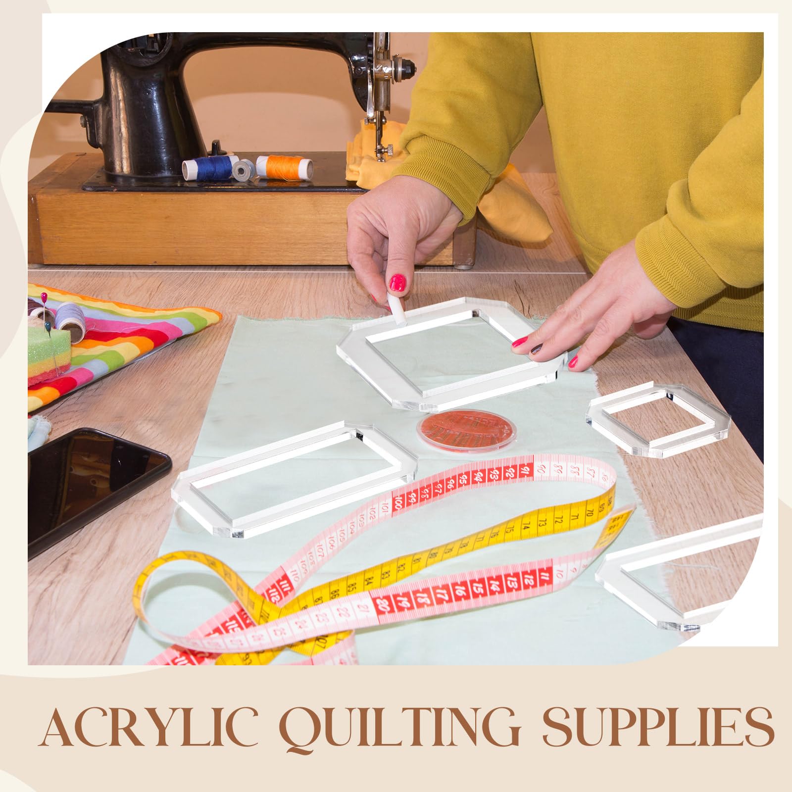 Wonderjune 4-Piece Acrylic Quilting Templates – Sewing Rulers For DIY Crafts (Multiple Sizes)