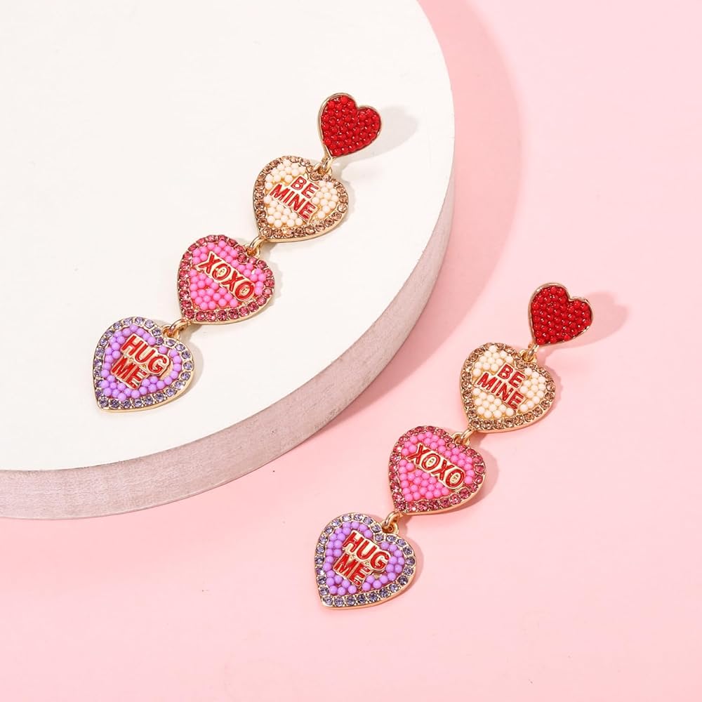 ピアス Valentine Heart Earrings Amazon.com: Valentine Earrings for Women, Red Heart Dangle