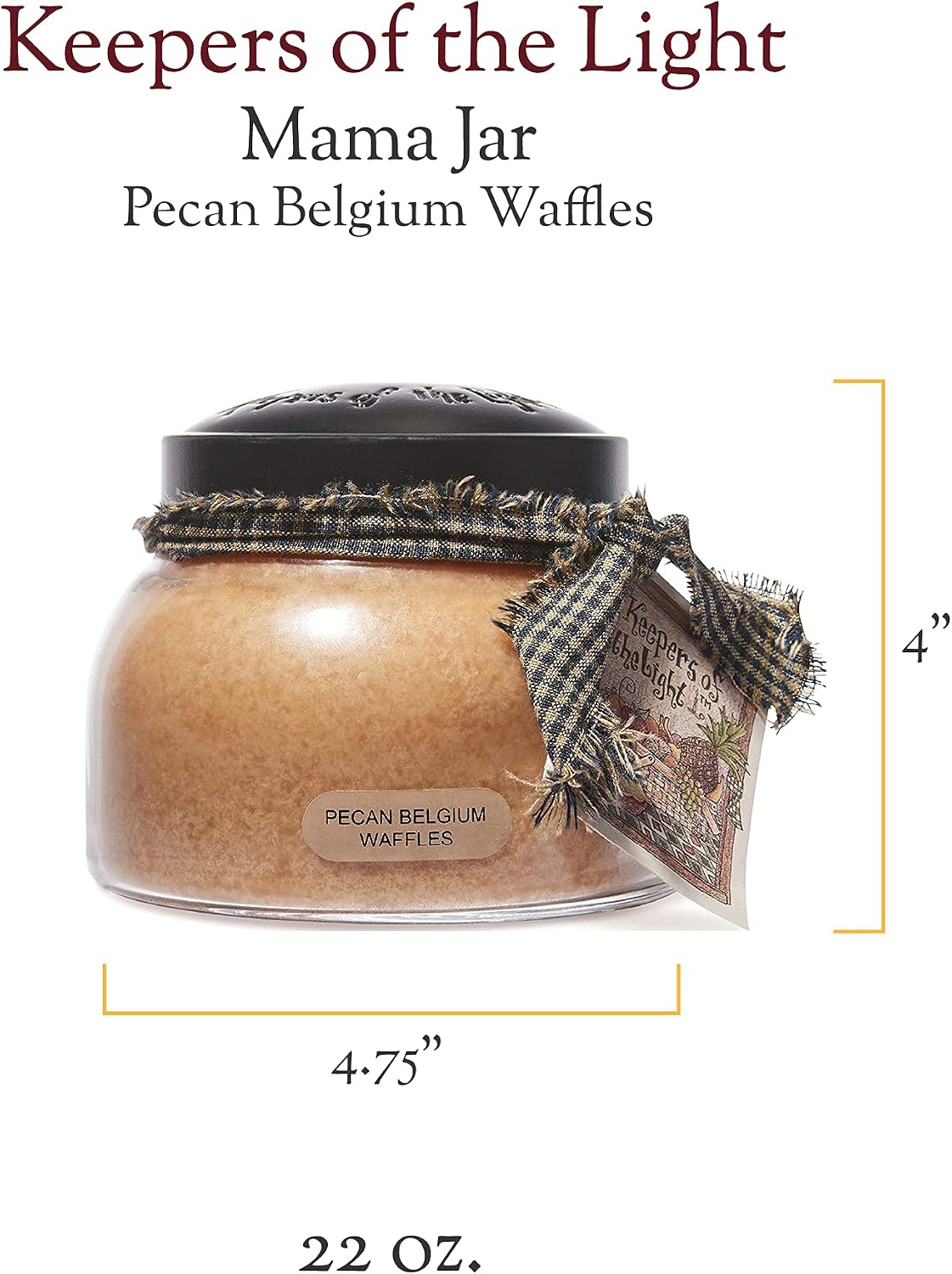 A Cheerful Giver, Pecan Belgium Waffles, 22oz Mama Scented Candle Jar, Keepers of the Light, 125 Hours of Burn Time - Image 3