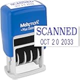 MaxMark Self-Inking Rubber Date Office Stamp with Scanned Phrase & Date - Blue Ink (Max Dater II), 12-Year Band