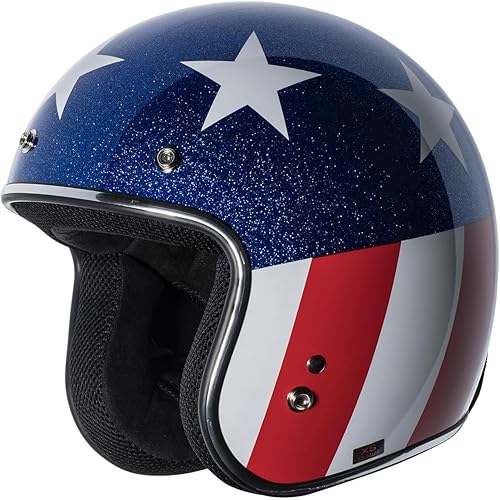Torc T-50 - Casco de capitán de cara abierta retro (blanco brillante, grande)