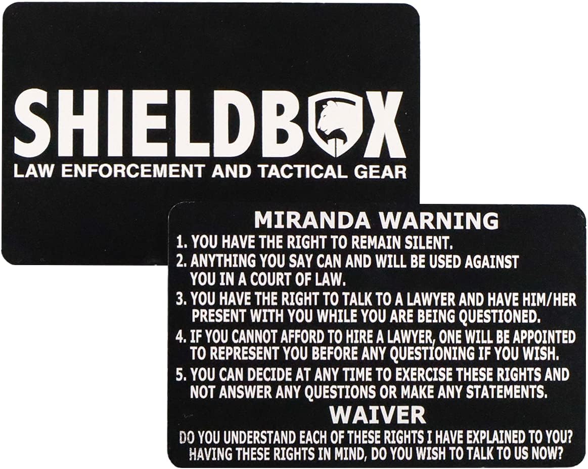 Metal Miranda Warning Card
