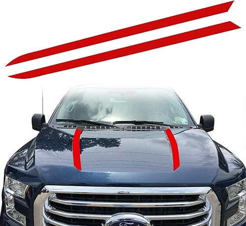 Miniatura 2 de Xotic Tech - Calcomanías de rayas con capucha de lanzas rojas de estilo deportivo compatibles con Ford F-150 15-21