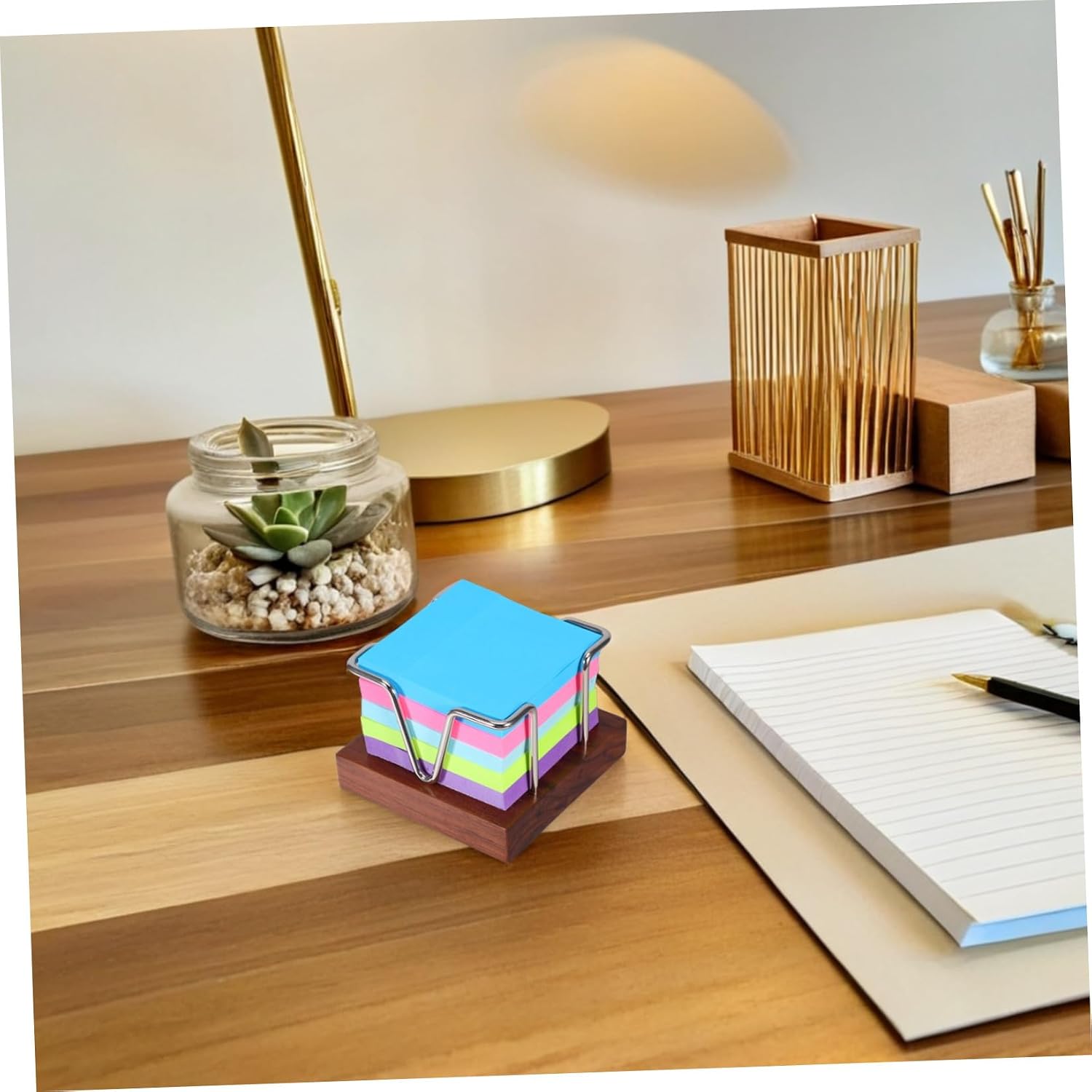 Compact Office Supply Organizer for Memo Pads Self Stick Notes and Desk Accessories Stylish and Modern Desktop for Home and Workspaces