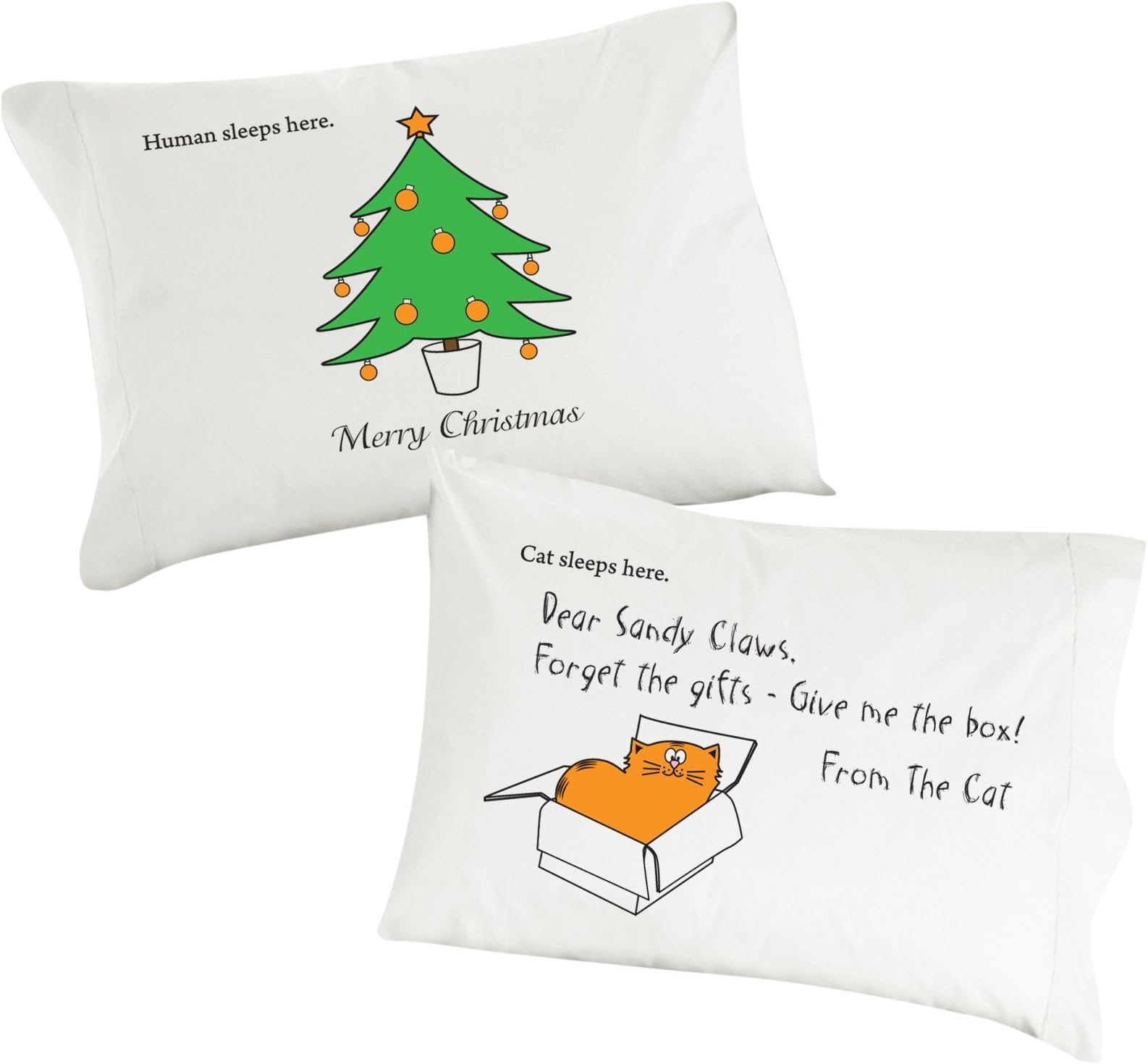 Dog SnorZ "Xmas-Dear Sandy Claws" Pillowcase, White, Set of 2