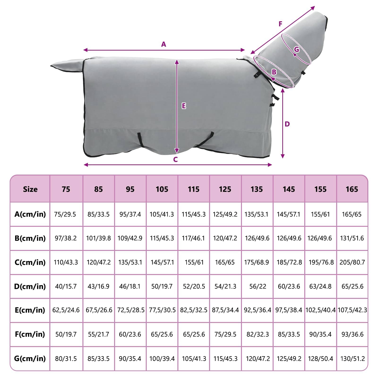 Manta para caballos, 155 cm, poliéster, transpirable y ligera, para entrenamiento, establo y transporte, color gris claro