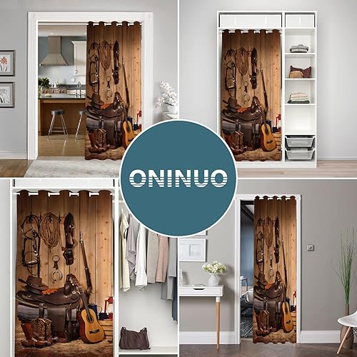 Miniatura 4 de Cortinas de puerta occidental para puertas, diseño rústico de granero de madera de vaquero para armario de dormitorio de niños, con ojales,