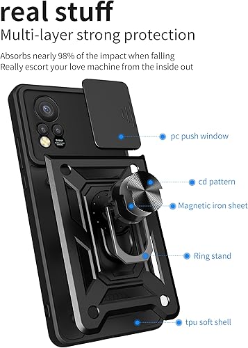 Vista 123 de Carcasa de soporte compatible con Motorola Razr 2023, con cubierta deslizante para lente de cámara compatible con Motorola Razr 40 5G 2023 XT2323-1