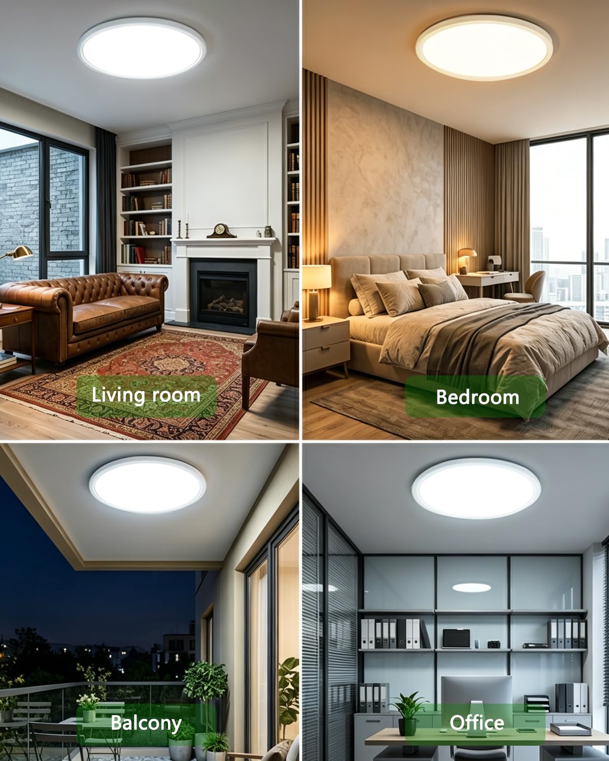 Bowfar Plafonnier LED Classe d'efficacité A, 14W 3000LM Plafonnier avec télécommande, intensité variable 3000K-6500K, Étanche IP54 Ultra-fin Lampe pour Salon Salle de Chambre Cuisine Balcon Ø40x2,5cm