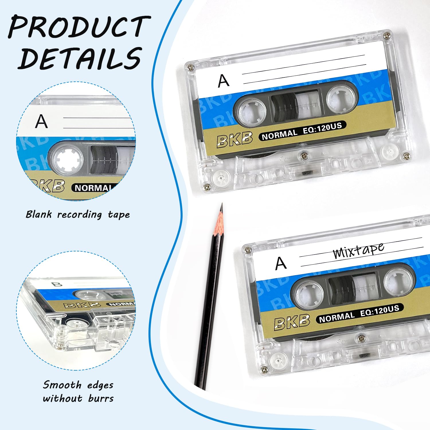 Pack De 5 Cassettes Vierges Audio pour Enregistrement, Accessoires Lecteur