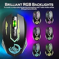 Vista 4 de Wireless USB Gaming Mouse, recargables uhuru 5 botones 7 Changeable LED Color ergonómico programable MMO RPG para PC computadora Portátil gaming