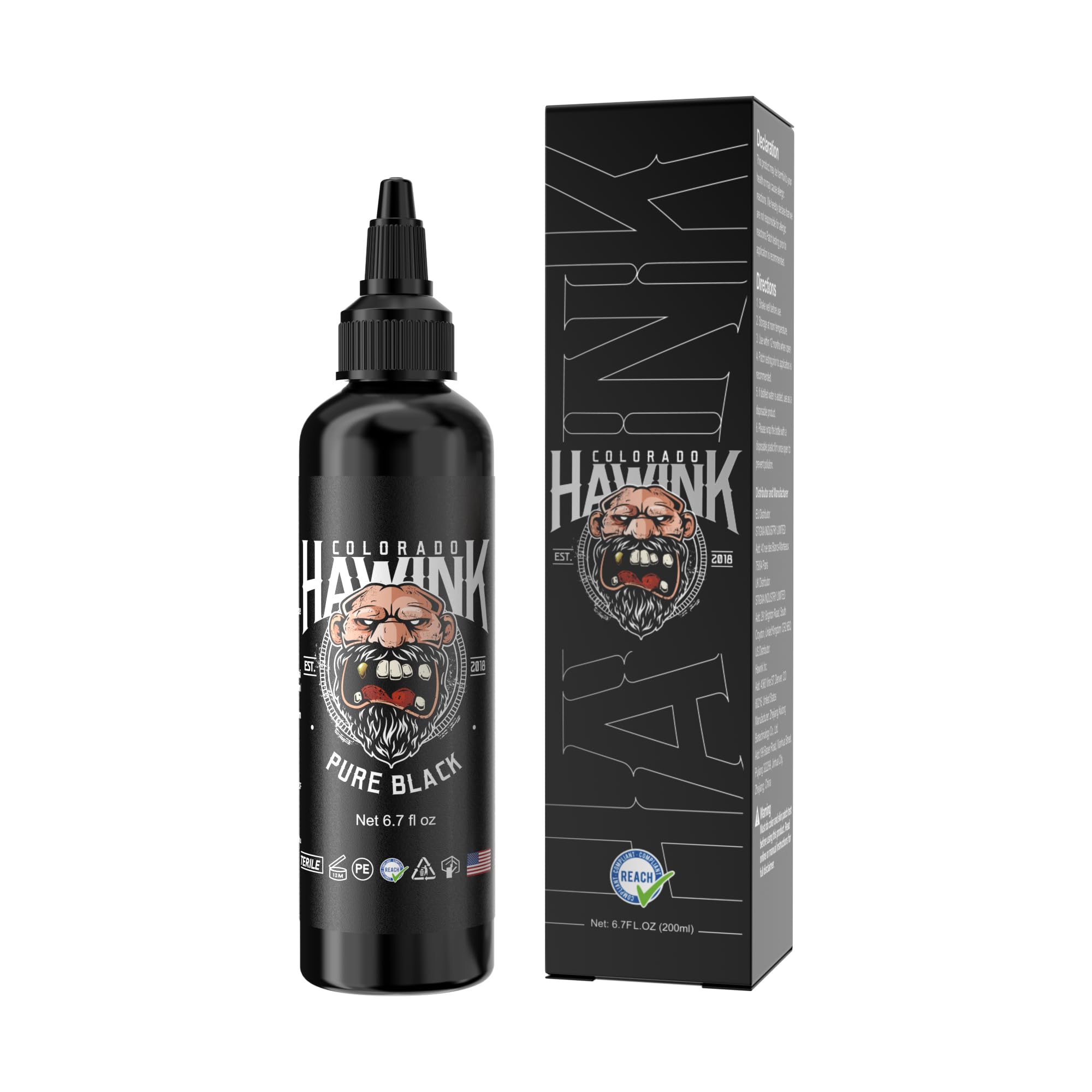 HAWINK Tattoo Colour Professional Pure Black 6.7 oz (200 ml) Tattoo Ink Black TI963-6.7OZ-T