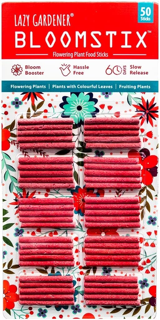 Lazy Gardener Organic Bloomstix Plant Fertilizer | Bloom Booster Sticks for Flowering Plants | Medicine for Flower Plants & Home Garden (50 Sticks)