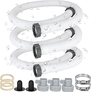 3 Pcs 1.5" Diameter Pool Pump Replacement Hose, 1 1/2 Inch Pool Hoses for Above Ground Pools, 59" Long Accessory Pool Hoses for Filter Pump and Saltwater Systems (3PC with Adapter)