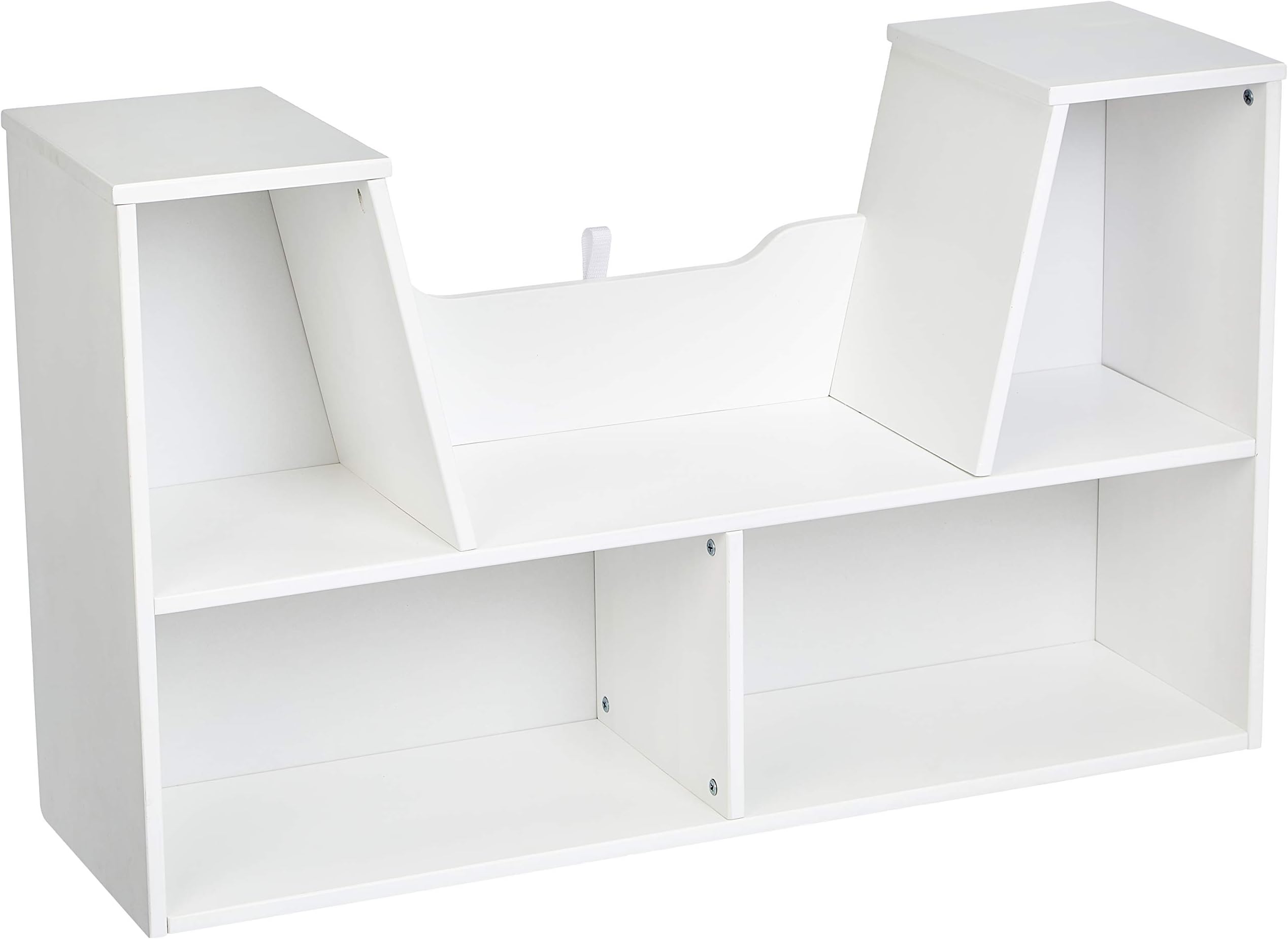 Amazon Basics Kids Bookcase with Reading Nook and 7 Storage Shelves, White, 40.1"L x 11.8"W x 24"H