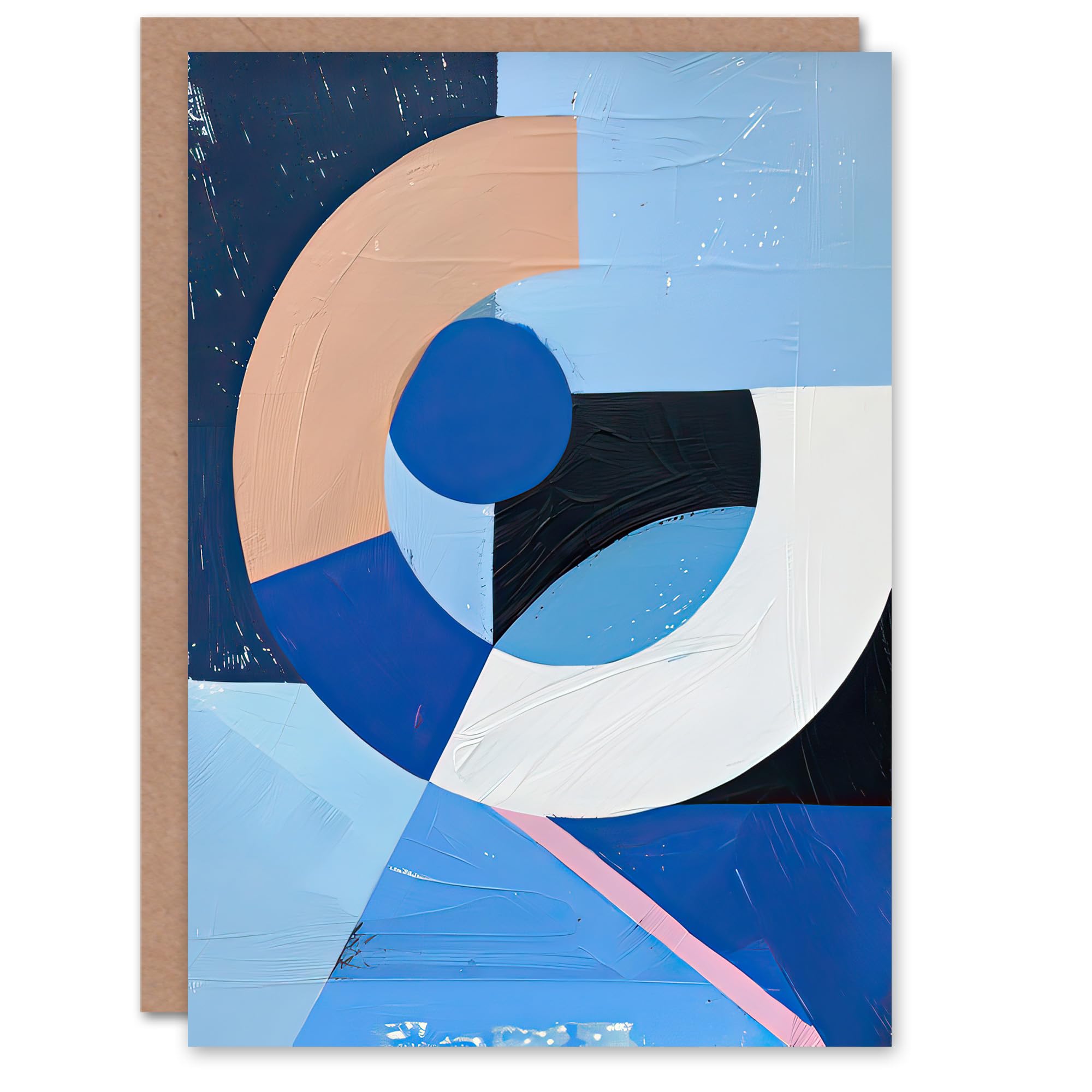 Artery8 Greeting Card Blue Bauhaus Inspired Modern Artwork Painting Blank For Him Or Her Art Birthday Card