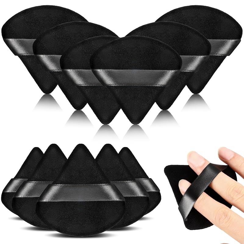 Maitys Puff para Pó Triangular Preto, 12 Unidades