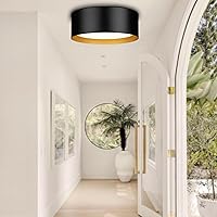 Vista 7 de Casia Luces de techo industriales de montaje empotrado, montaje empotrado cerca del techo con vidrio esmerilado, lámpara de techo de metal para sala