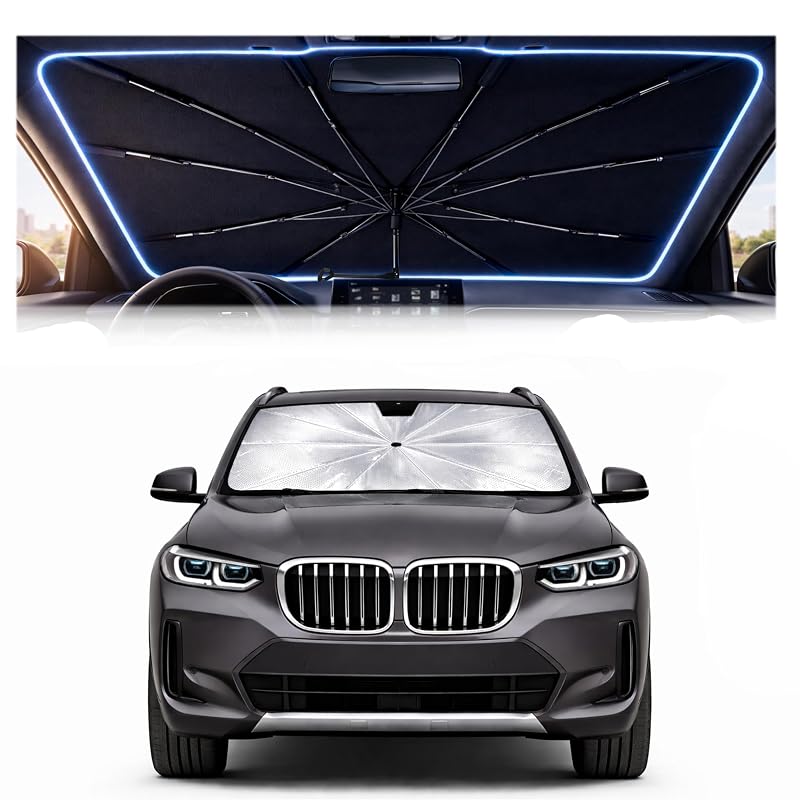 Protetor Solar para Para-brisa em Formato de Guarda-chuva BONULI Compatível com BMW X3 2018 a 2024