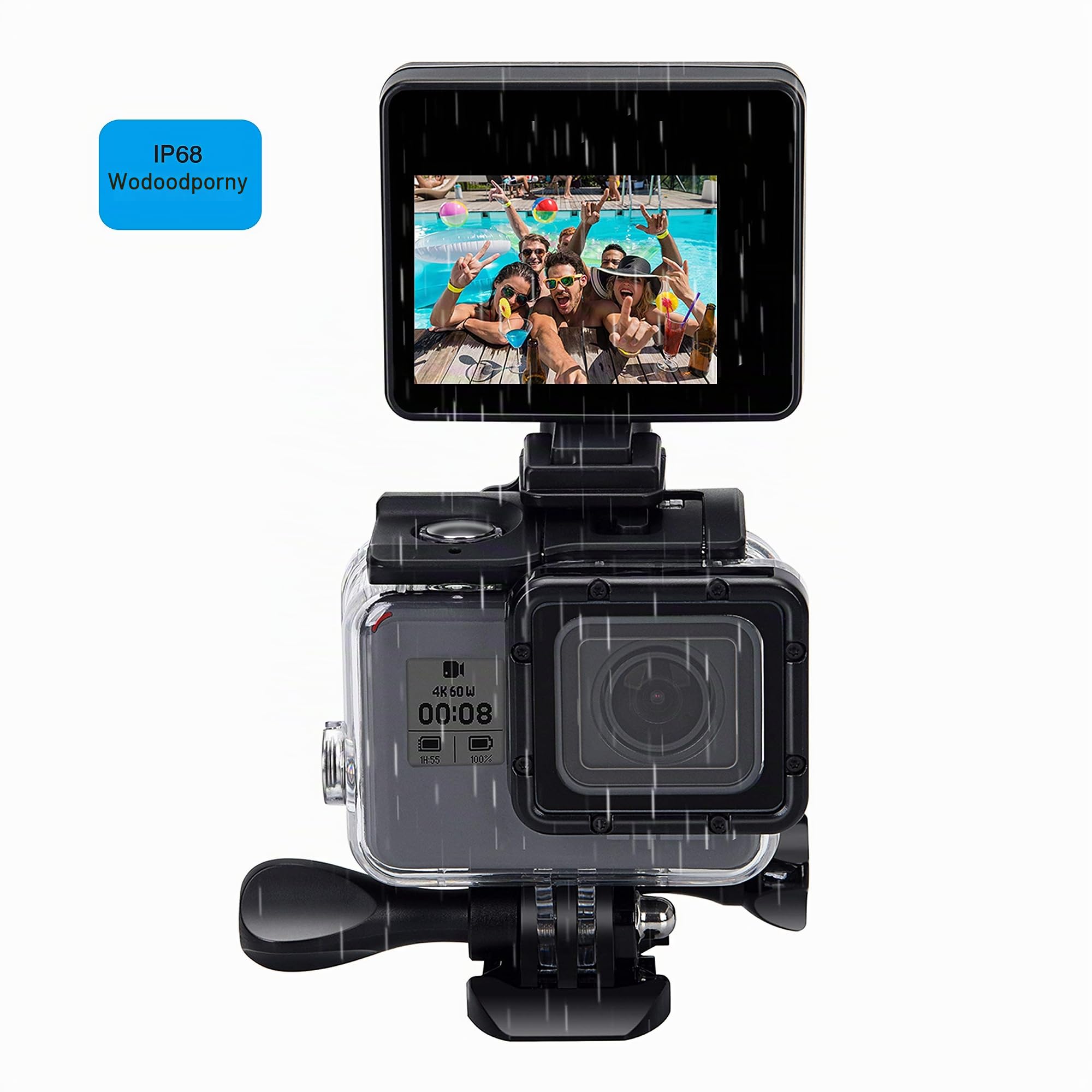 Suptig Ekran LCD do selfie LCD kompatybilny z Gopro Hero 9 Hero 8 Hero 7 Hero 6 Hero 5 Hero 4 3+ 3 AKASO Campark SLR Więcej Action Cam 2,0 cala IP 68 wodoszczelny
