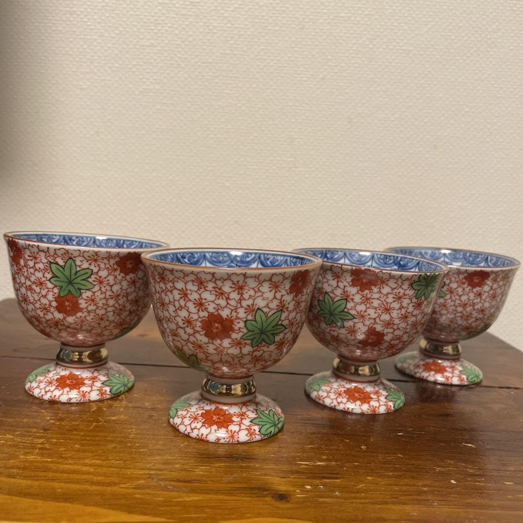 幸兵衛窯美濃焼褐釉輪花高台小鉢4客セット向付小鉢