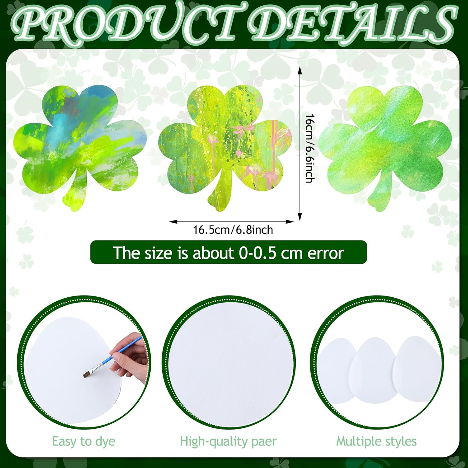 80 Pcs St. Patrick's Day Shamrock Color Diffusing Paper DIY Shamrock Shape Color Diffusing Paper for St. Patrick's Day Irish Home Art Project Writing DIY Greeting Card Party Favor