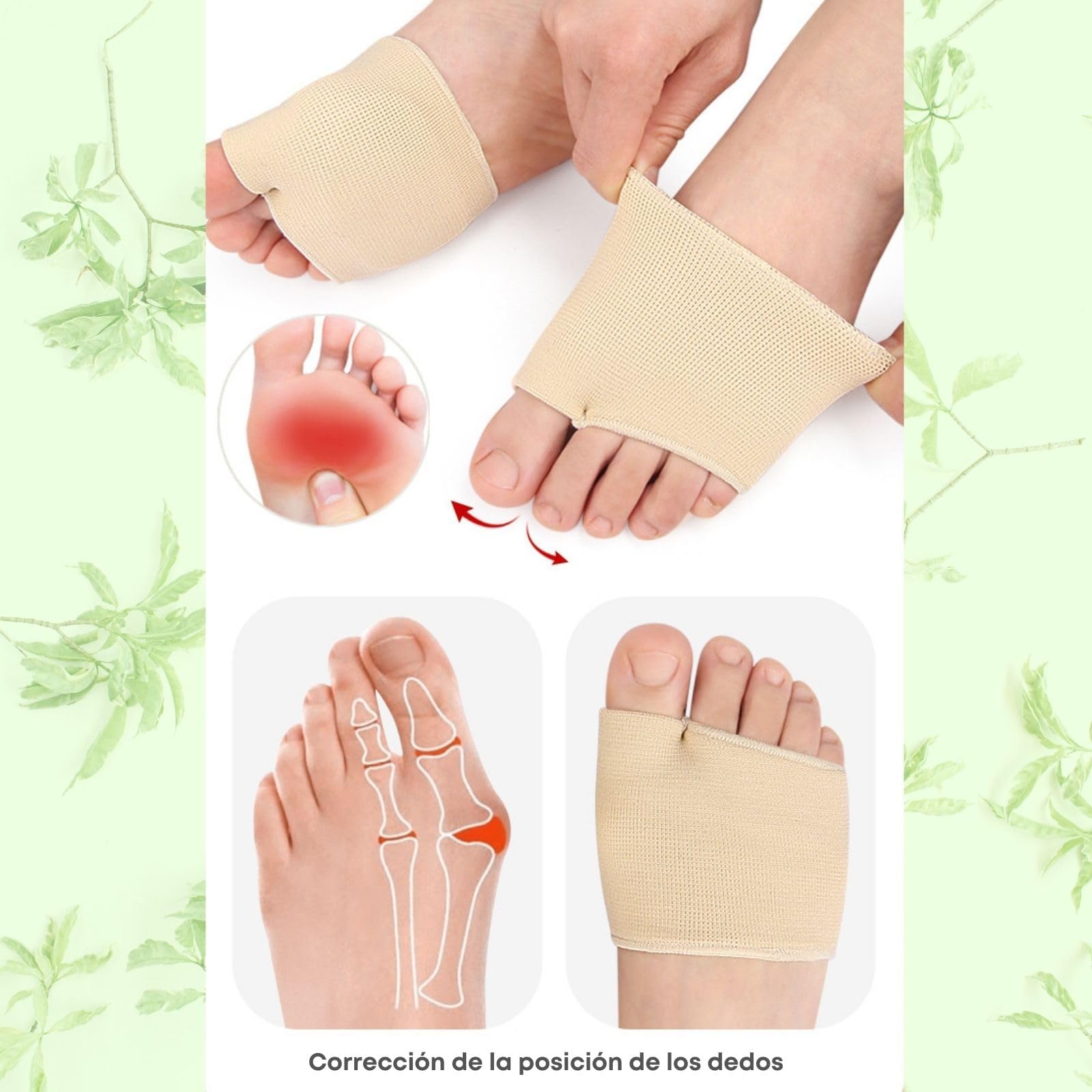 Almohadillas Metatarsianas, 2 Pares Plantillas Metatarsalgia y Almohadillas para Pies con Gel, Protector de Antepié para Reducir Presión al Caminar, Mujer y Hombre. Talla 35-39