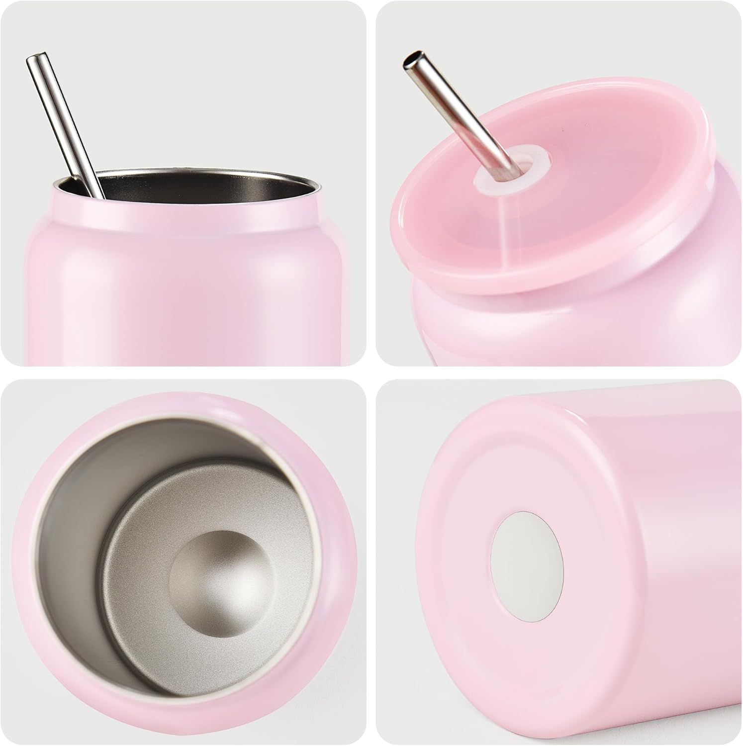 12 Pack Glass Cups with Lids and Straws, 16oz Stainless Steels Sublimation Tumbler Cups, Beer Cups, Iced Coffee Cups, Smoothie Cup for Whiskey, Soda, Tea, Water cups. - Image 4