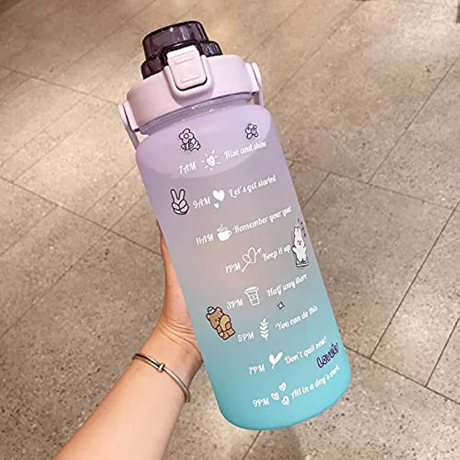 LIMOS Large 2L Motivational Water Bottle with Time Marker & Straw,Leakproof Tritan BPA Free Water Jug,Ensure You Drink Enough Water Daily for Fitness,Gym and Outdoor Sports