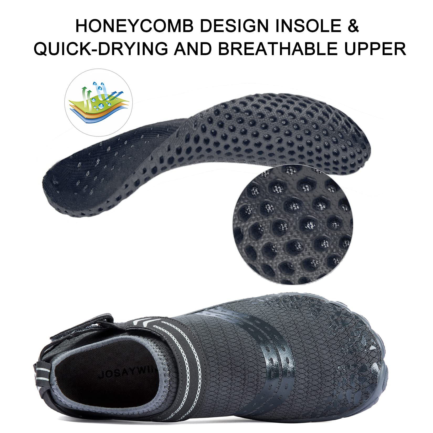 Josaywin Buty do wody, męskie, minimalistyczne, miękkie buty na lato, szybkoschnące, na plażę, do pływania, oddychające, z antypoślizgową podeszwą 40-50