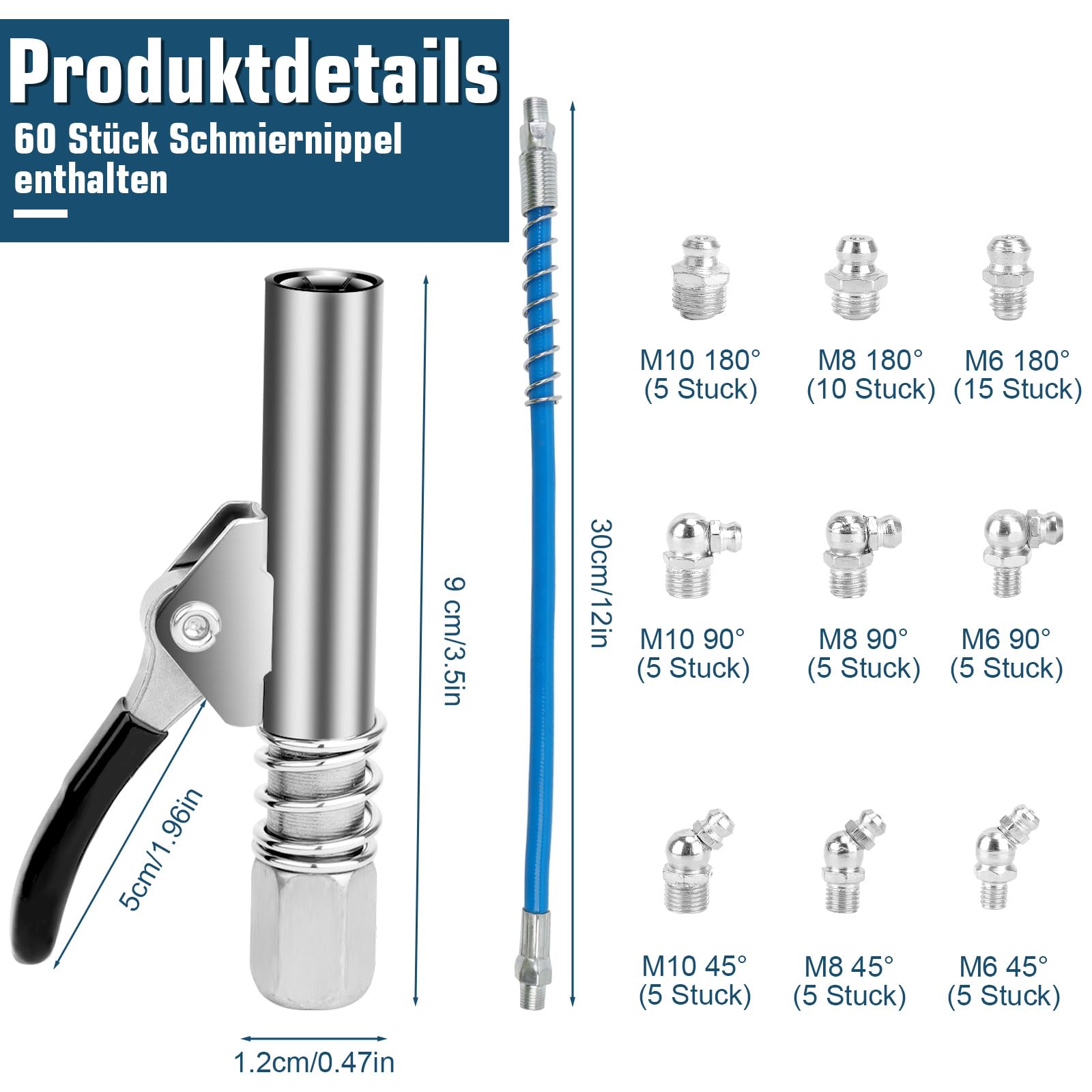 Pistola Per Grasso Con Accoppiatore Autobloccante - Doppia Maniglia, Alta Pressione - Foto 8