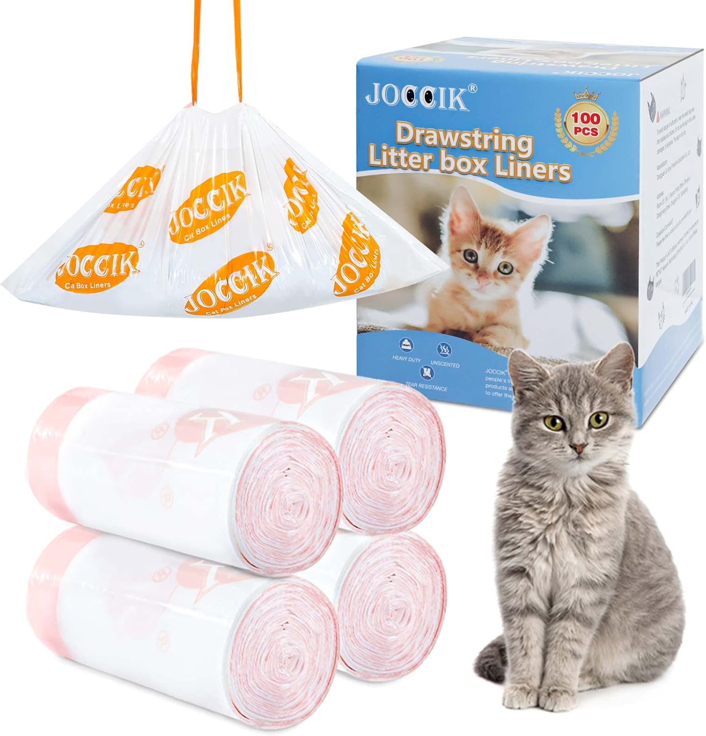 Cat Litter Bags for Automatic Litter Box Liners Compatible with MeoW SC01/C02/LR01, Waste Bags for X & MAX, 22" x 12.8" 100 Count