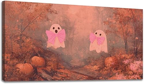 Miniatura 28 de 30"x 60" Canvas Wall Art Vintage Halloween Spooky Ghost Witch Black Cat Crow Painting Framed Pictures Painting Prints Large Wall Art for Living Room