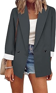 MAYRAIN Women's Casual Solid Color Blazers Utility Pockets Lapel Outerwears Spring-Summer Business Cardigan Jackets