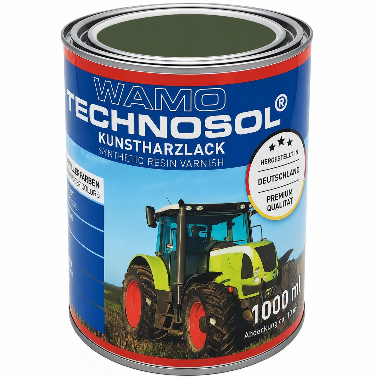 TECHNOSOL Kunstharzlack | OLIVGRÜN STUMPFMATT | RAL 6003 | 1 L | schnelltrocknend | witterungsbeständig | für Metall & Stahl | Matt | Made in Germany