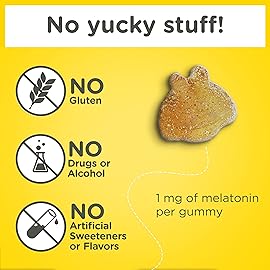 Zarbee\'s Kids Melatonin Gummies with 1mg Melatonin, Kids Sleep Gummy Works with Natural Sleep Cycles to Promote Peaceful Sleep, Drug-Free, Non-Habit-Forming, Natural Strawberry, 90 ct