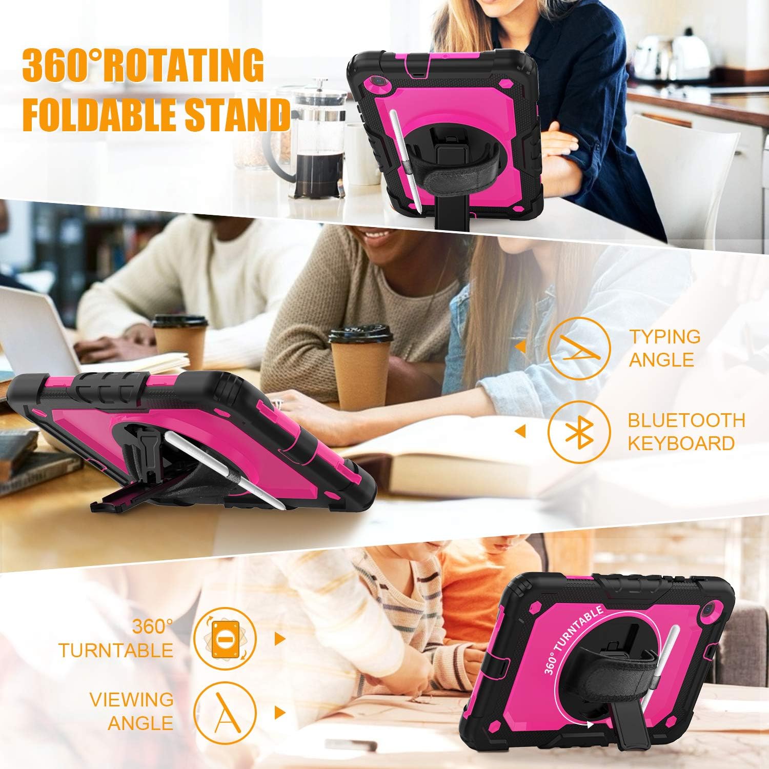 Galaxy Tab A 8.4 Case 2020 SM-T307U/SM-307 for Kids | Heirze Galaxy Tab A 8.4 Case | Rugged Protective Shockproof Case with Shoulder Strap Hand Strap Rotating Kickstand for Samsung Tab A 8.4 Inch