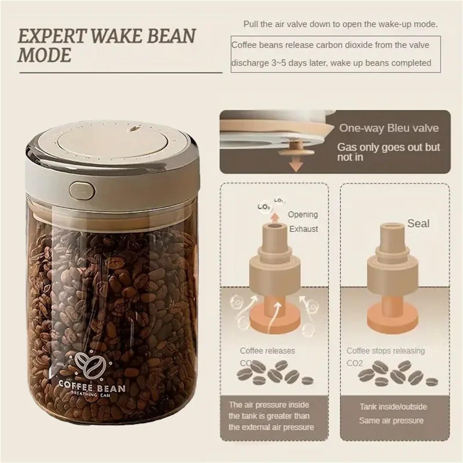 1 stücke Kaffee Bohnen Vakuum Versiegelt Tank Glas Lebensmittel Lagerung Gläser Haushalt Feuchtigkeit-beweis Luftdichten Behälter für Lebensmittel Konservierung(1700ml)