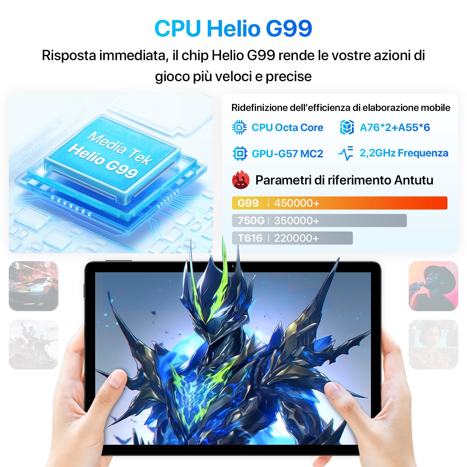 UMIDIGI Tablet 11 Pollici 2K,16GB Ram+256GB Rom/1TB TF Helio G99 Tablet Gaming,Octa-Core,13MP+8MP, Tablets con Penna, Android Tablets con SIM Slot,4G LTE Bluetooth 5.2 WiFi GPS, G7 Tab Pro, Grigio