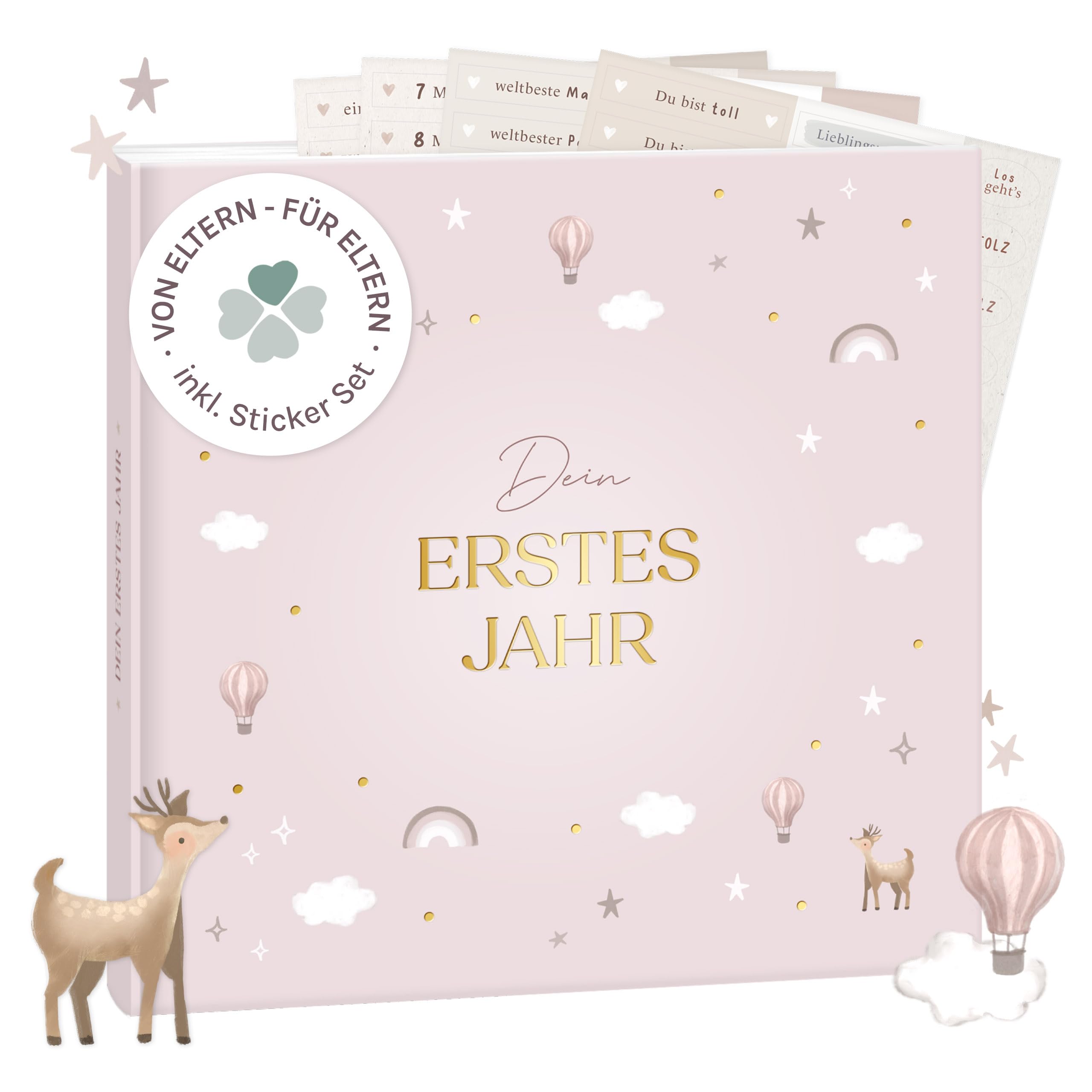 mintkind® Babyalbum Mein erstes Lebensjahr – Baby Fotoalbum zum Eintragen | Babybuch und Babytagebuch zum Selbstgestalten ab 0 Monate – Geschenk für Mädchen und Junge