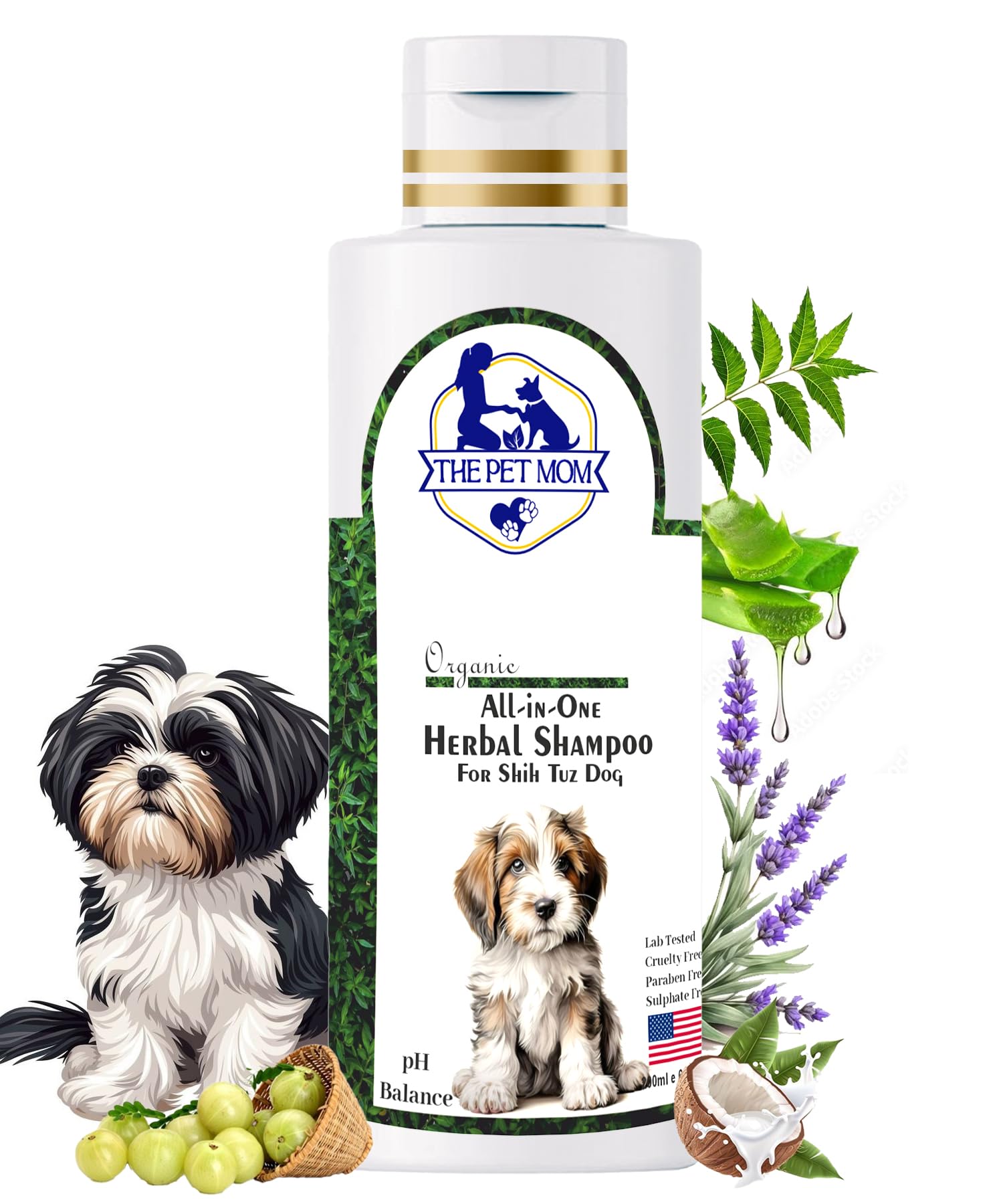The Pet Mom All-In-One Herbal Shampoo For Shih Tzu Dog, Puppy –Helps in Deep Clean, Condition, Hair Fall Control, Tick, Flea, Itchy | Soften, Strengthen, Adds Shine to Fur –Healthy Coat Shampoo -200ml
