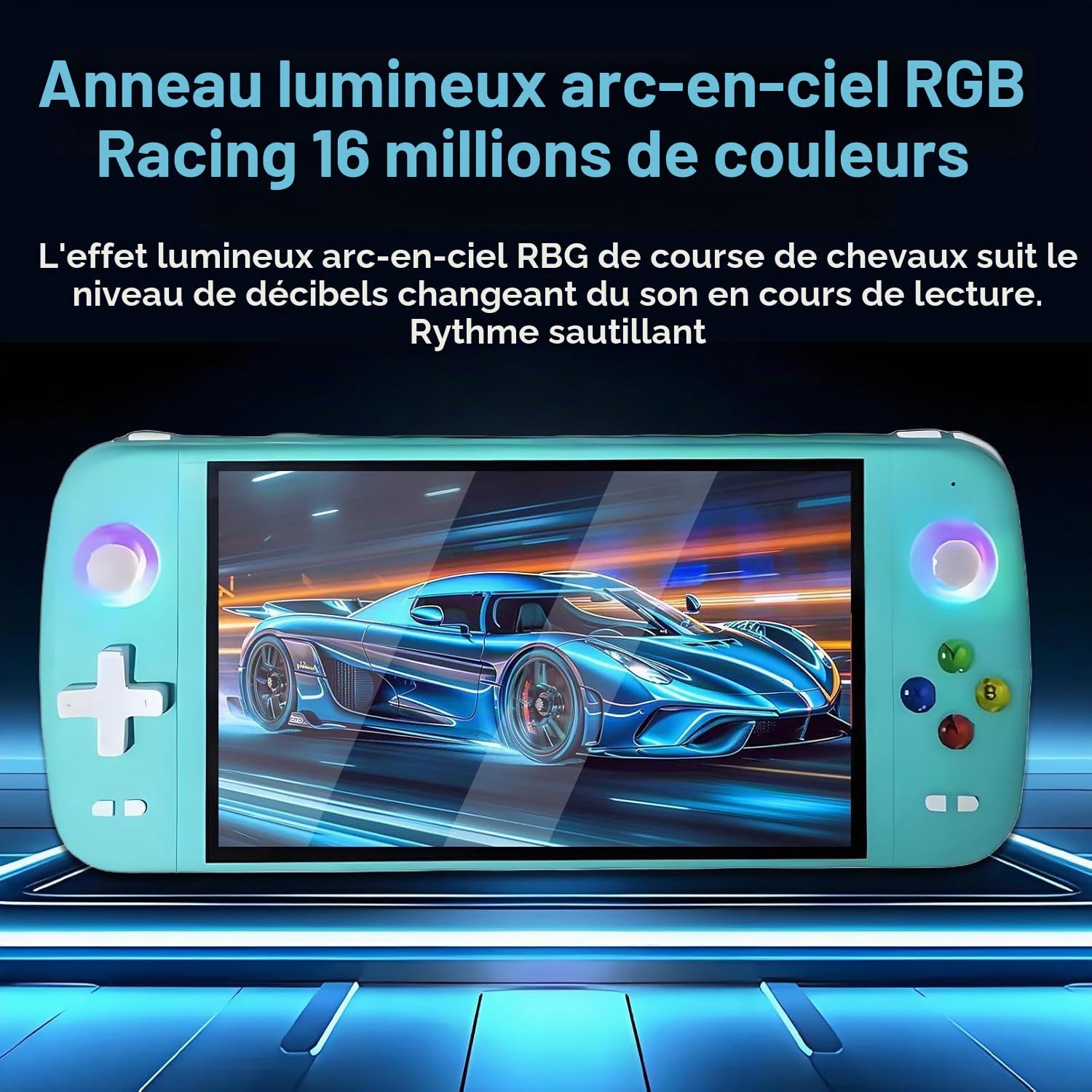 Console de jeu portable M27, 128 Go de mémoire interne avec 30 000 jeux, système Linux, écran IPS de 7 pouces, mini console d'arcade portable, format de poche, édition HD (vert, 128 g)