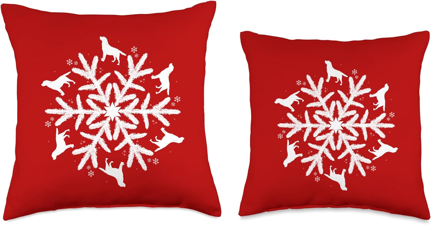 Snowflake Christmas Labrador Retriever Throw Pillow