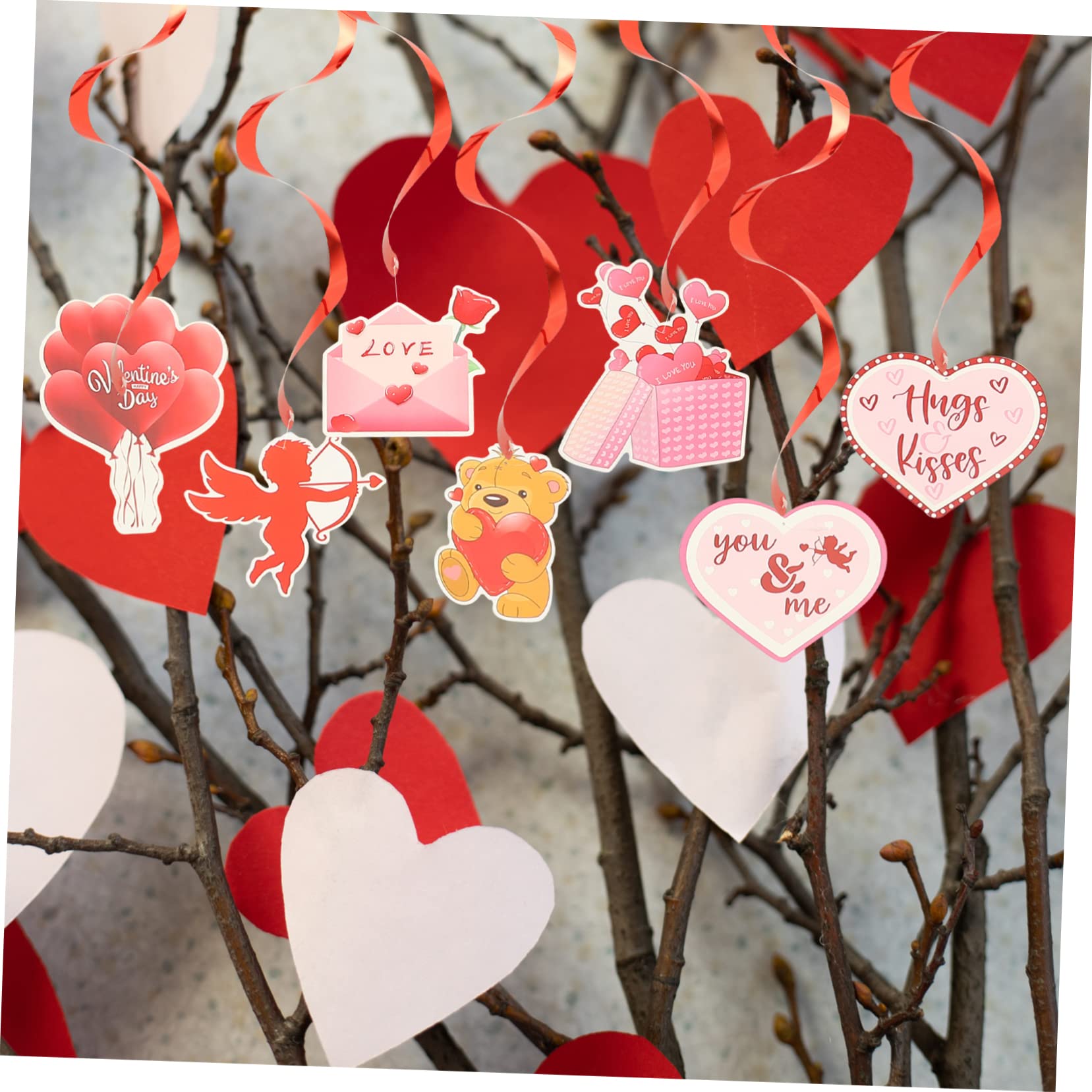Alipis 48stücke Teiliges Herz-Angel Spiralpendel Für Valentinstag Hochzeiten Und Partys Romantische Dekoration Für Deckenhängungen Und Besondere Anlässe