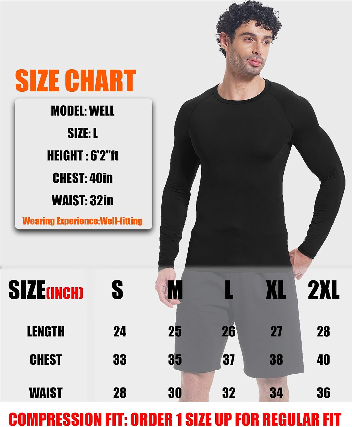 3/5 Pack Men's Compression Shirts Long Sleeve - Athletic Base Layer Sports Tops, Workout Rash Guard for Gym, Running