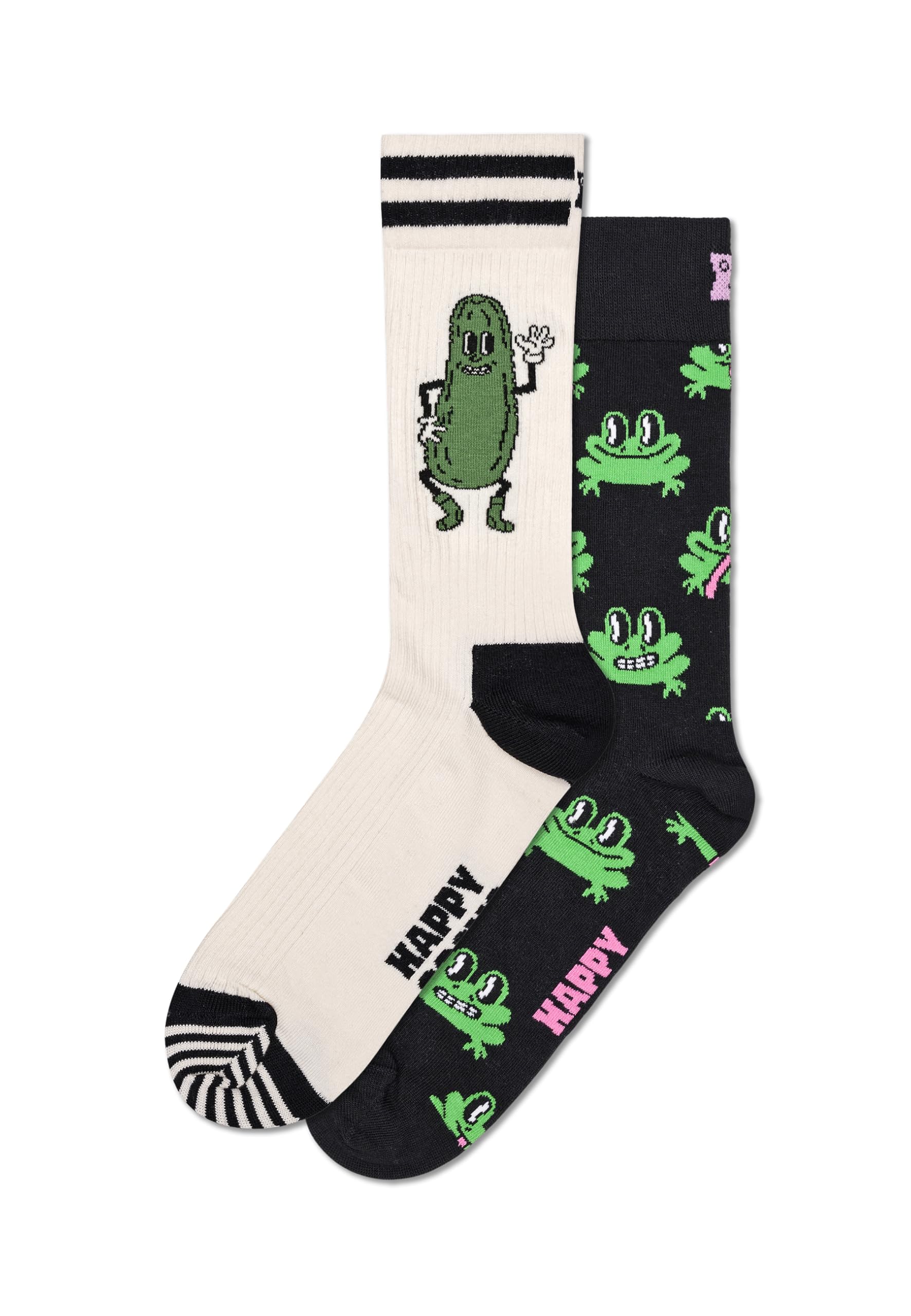 Happy Socks Frog/Pickles 2-Pack Frog Cucumber Socks, multicoloured, 41-46