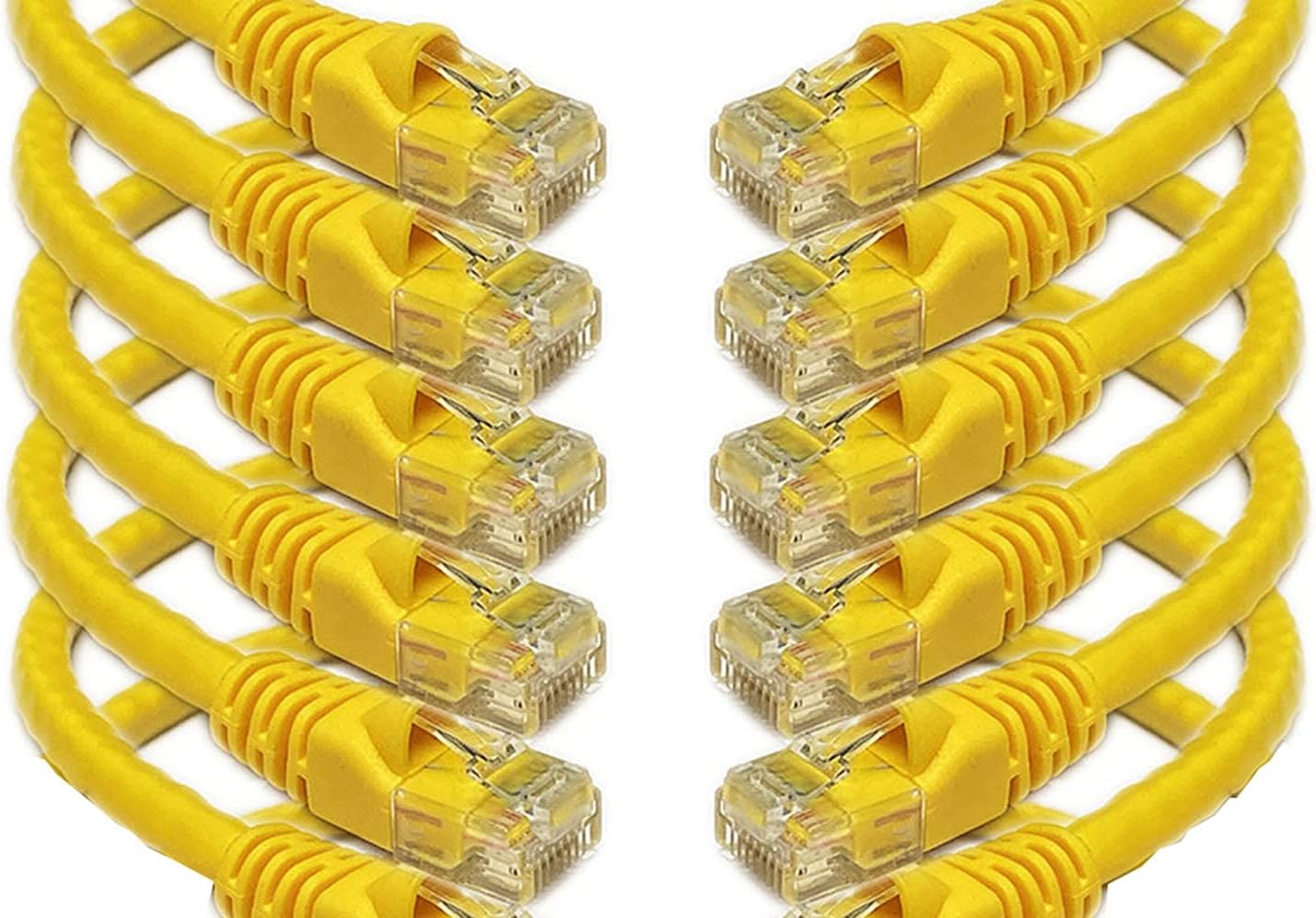 iMBAPrice 25 Feet Cat6 Cable - Premium Grade RJ45 Ethernet Snagless Patch Cord (Pack of 5) Yellow