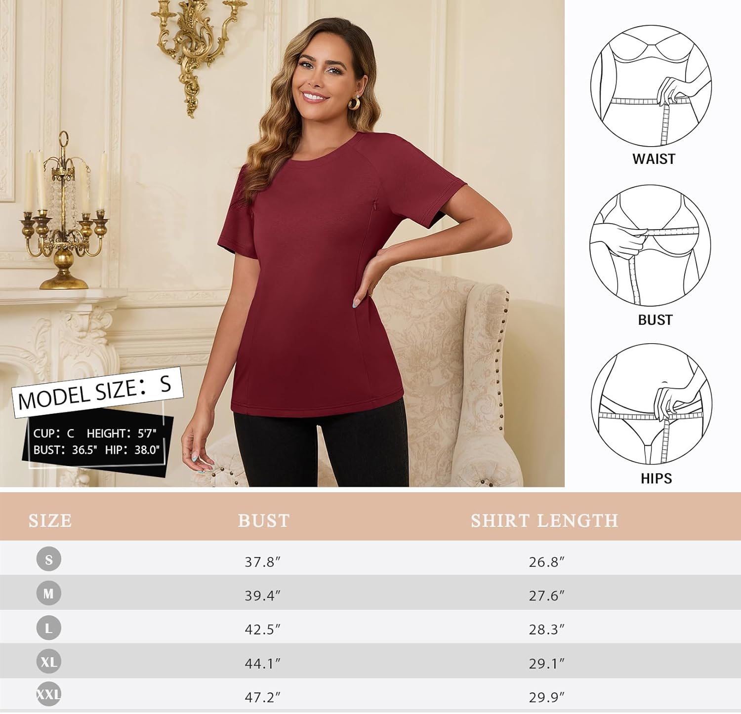 GINKANA Nursing Friendly Zip Tshirt Maternity Shirt Comfort Colors Breastfeeding Short Sleeve Nursing Tops - Image 6