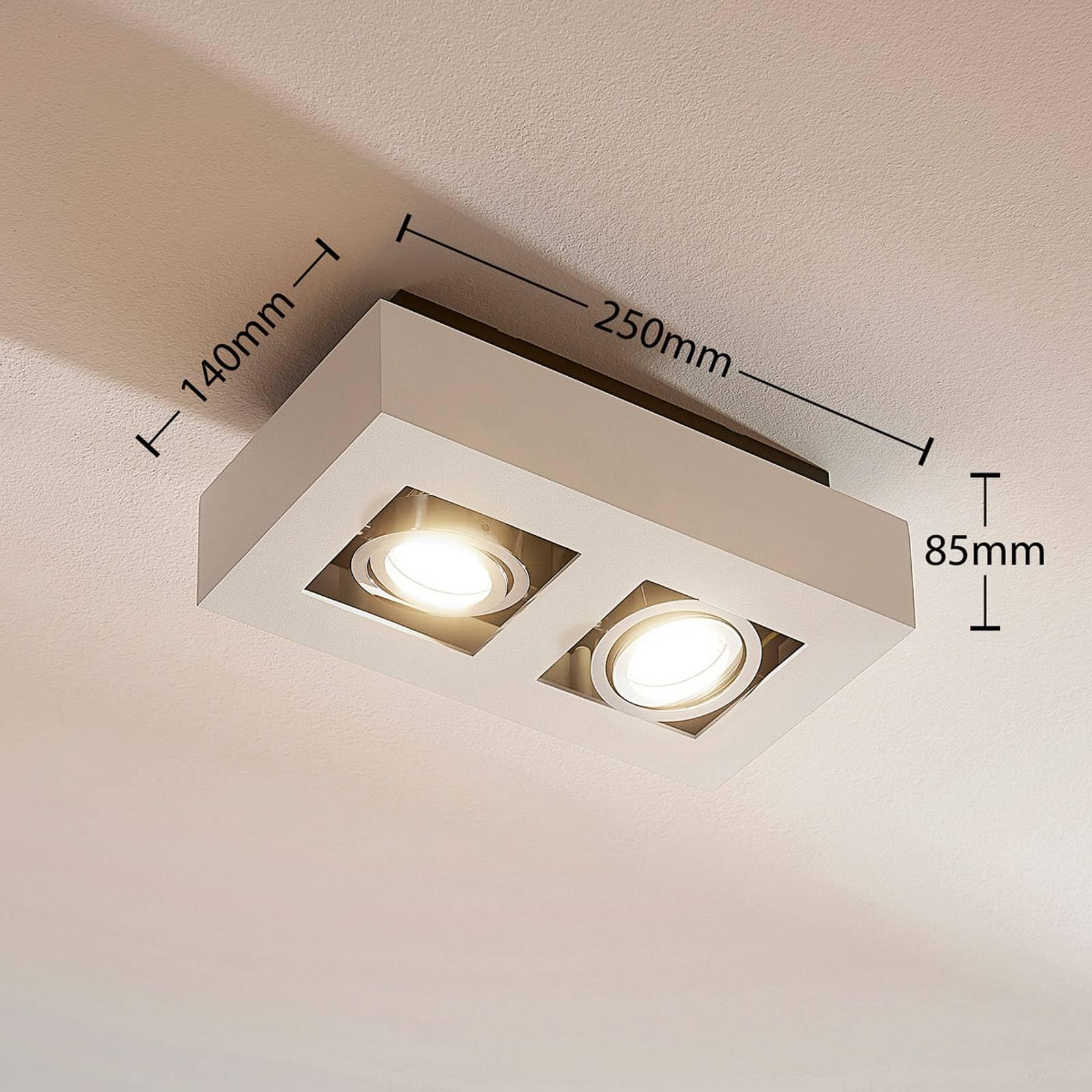 Arcchio Strahler Vince (Modern) in Weiß aus Aluminium (2 flammig, GU10) - Deckenlampe Deckenleuchte Lampe Spot Flurleuchte