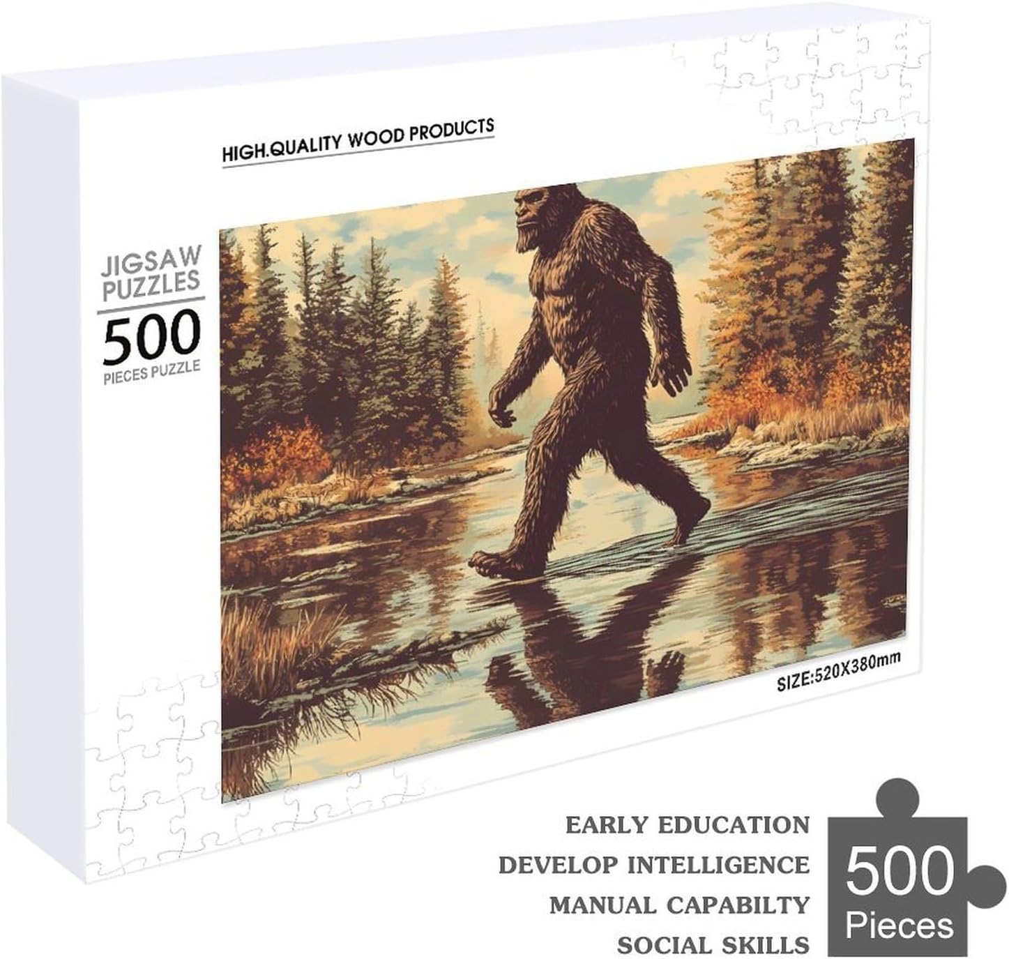 Bigfoot Sasquatch Walking Wood Puzzle Challenging Jigsaw Puzzles for Women Men